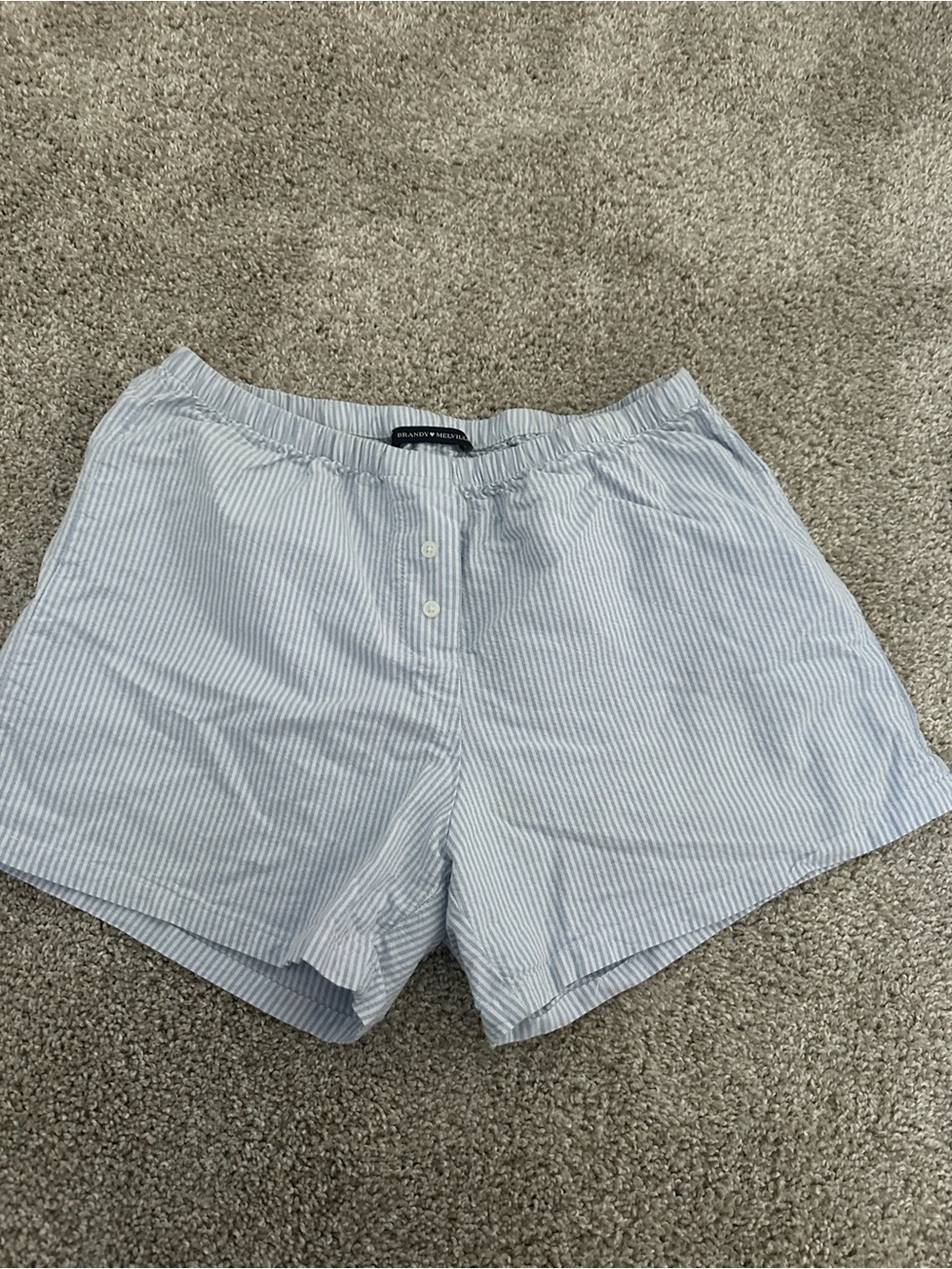 Blue and white striped brandy melville boxer shorts